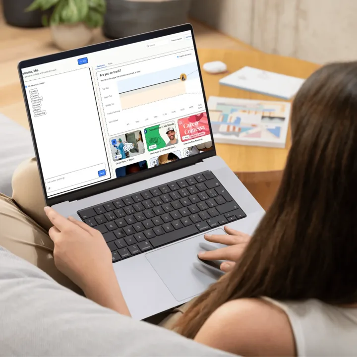 A student using the Backrs platform on a laptop